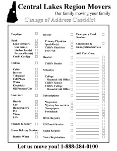 Change of Address Checklist Change of Address Checklist