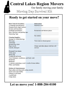 Moving Day Survival Kit Checklist Moving Day Survival Kit Checklist