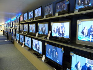 Wall of Big Screen TVs