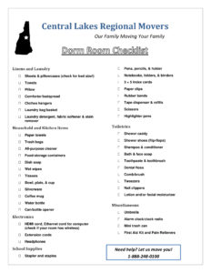 Dorm Room Moving Checklist
