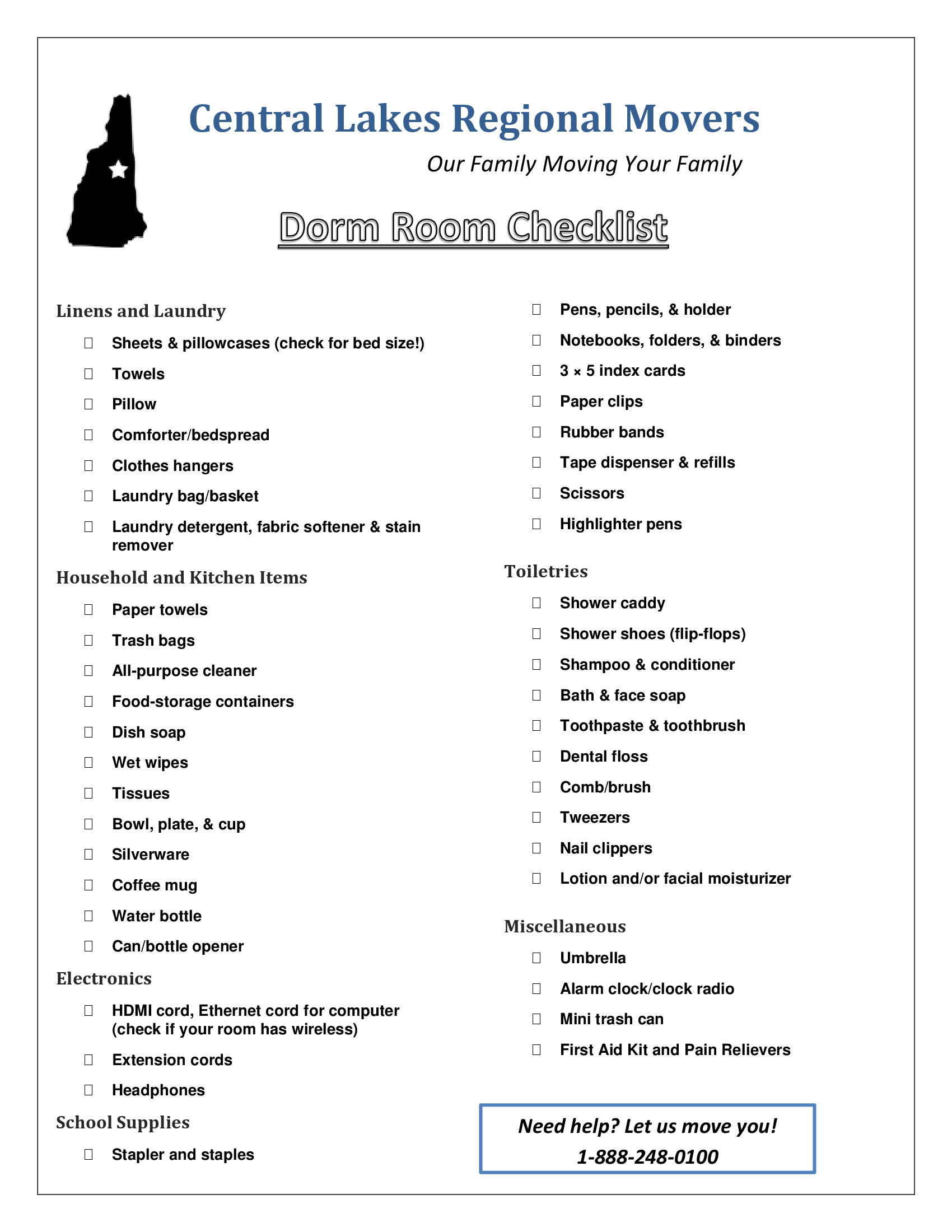 College Moving Tips, Tricks & Dorm MoveIn Checklist for Easy Moving