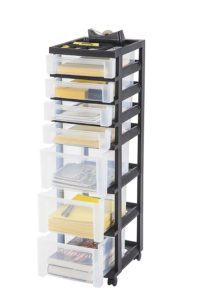 IRIS 7-Drawer Storage Cart with Organizer Top, Black
