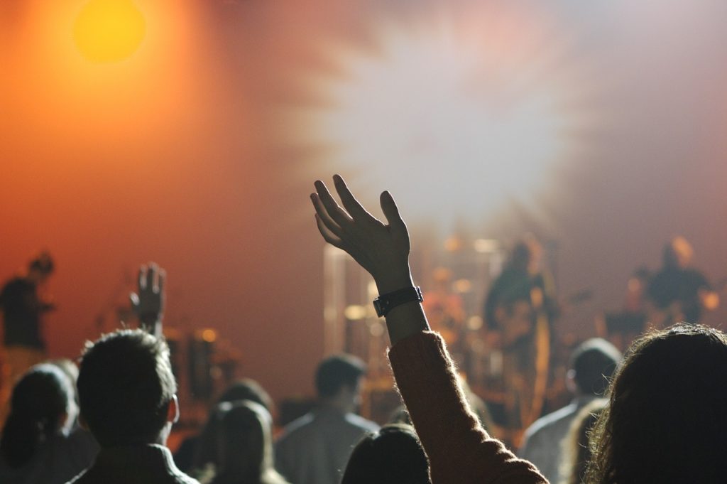 Audience of people at a music event