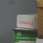 Boxes stacked up, one says "fragile" in red